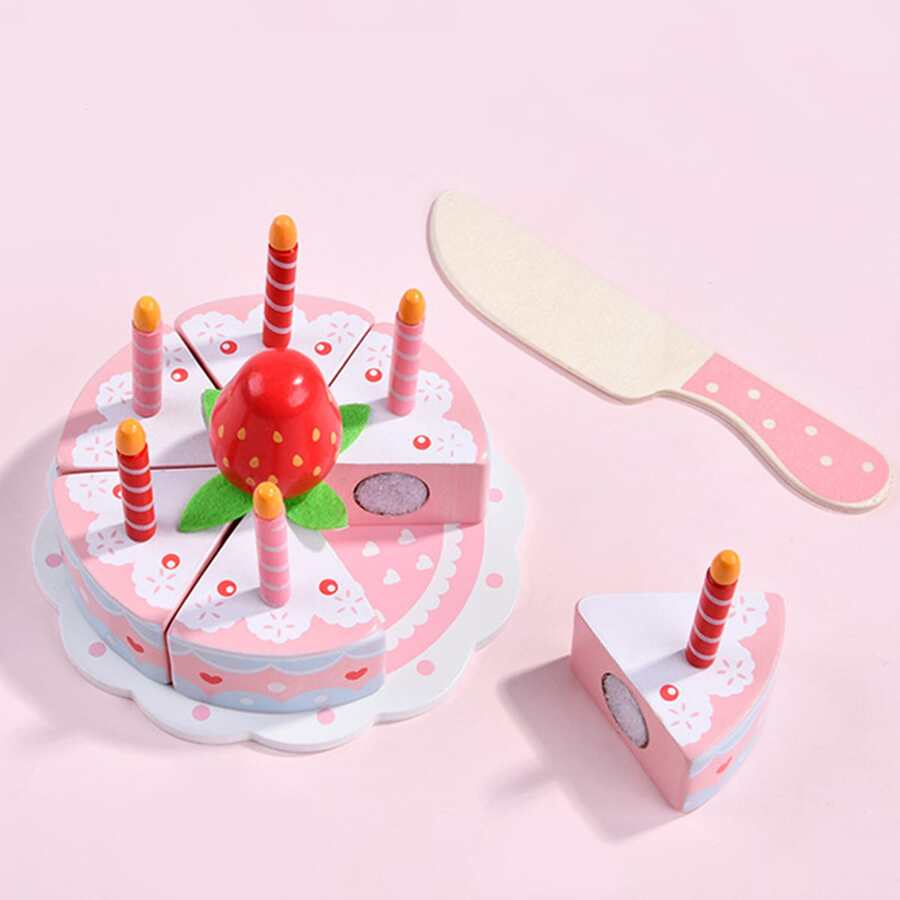 1set Pretend Toy, Creative Cake Design Pretend Play Toy For Kids,Spielen,Wooden Toys>Kitchenware,Play Kids,Pretend Food,Princess Toys,Girl Toys Age 2,Wooden Toys,Kids Toys,Toys For Girls