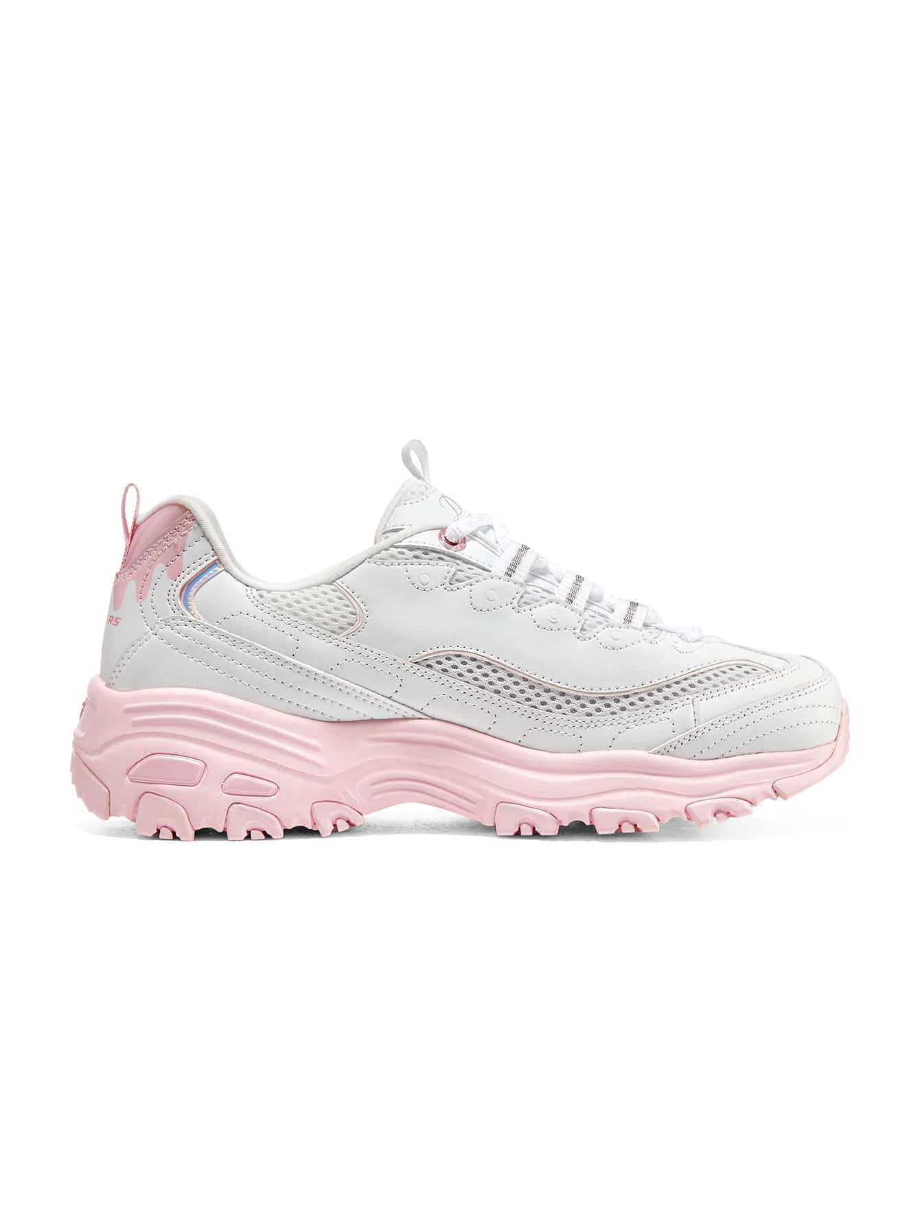 Skechers Women's Sports Shoes Mesh Breathable Wear-Resistant Outdoor Running Shoes, Commuter Campus Running Shoes Contrast Color White Powder 896192-WPK