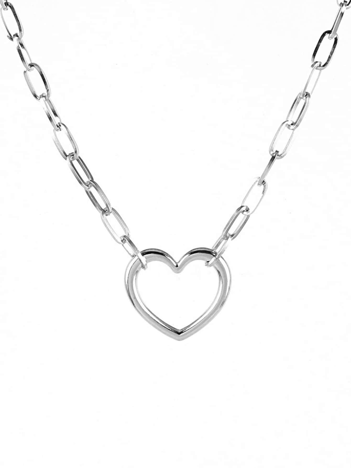 Collares de mujer con colgante de corazón de acero inoxidable, collar con cadena y colgante de corazones punk, joyería tipo gargantilla para el Día de San Valentín