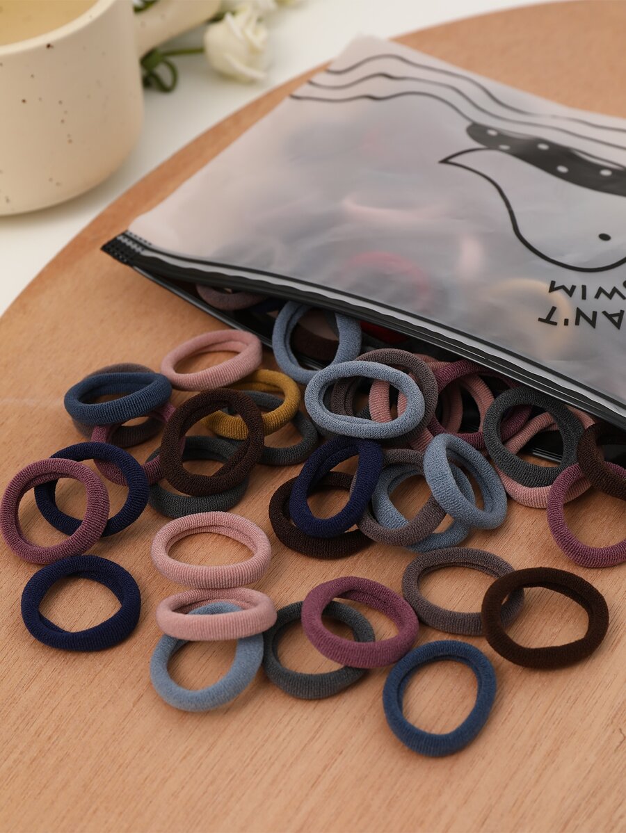 100pcs Women Solid Casual Hair Tie, For Daily Life Ponytail Holder Hair Elastic Hair Rope