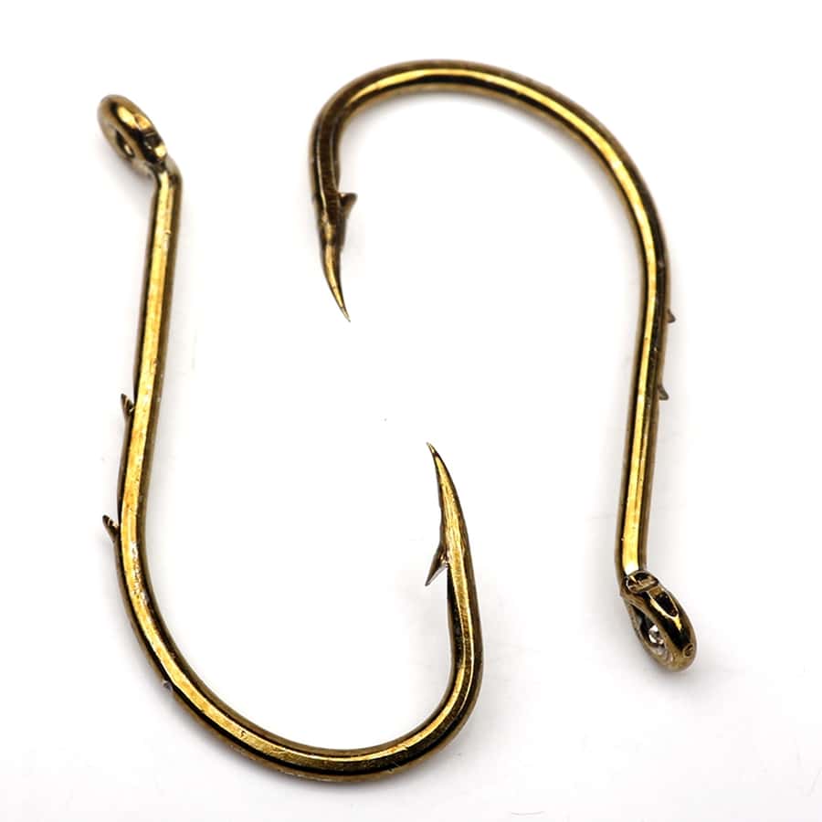 Rompin 50pcs 8299 Bait holder High Carbon Steel Fishing Hooks Tea Color Offset Octopus Beak Bait Sea Fishhook Size 6 4 2 1 1/0 2/0 3/0