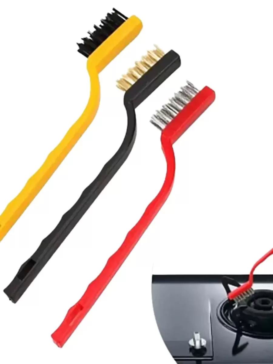 Kit de Escovas Multiuso 3 Peças De Aço Latão Nylon - TOP
