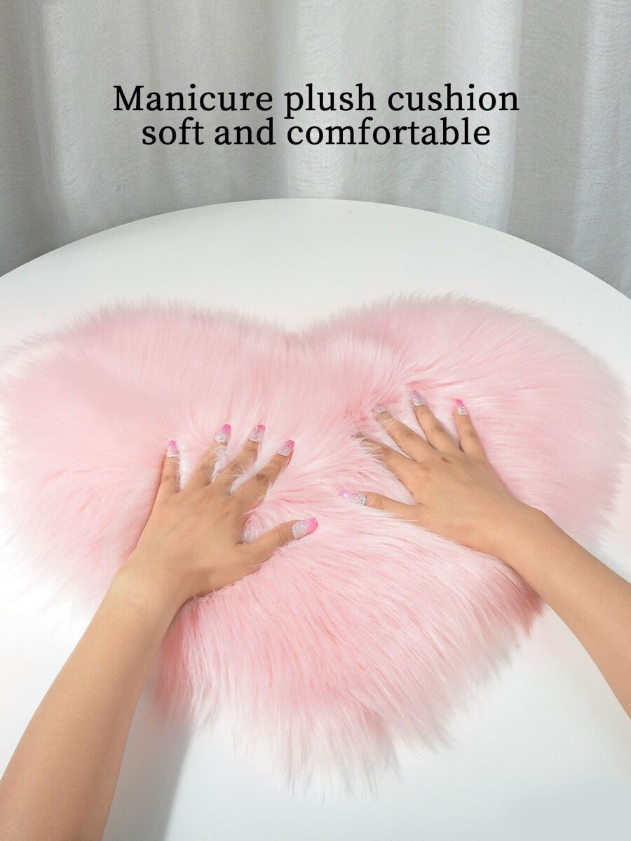 klimonla Accesorio blanco con corazón felpa almohadón , acrílico cómodo Manicura para mujeres