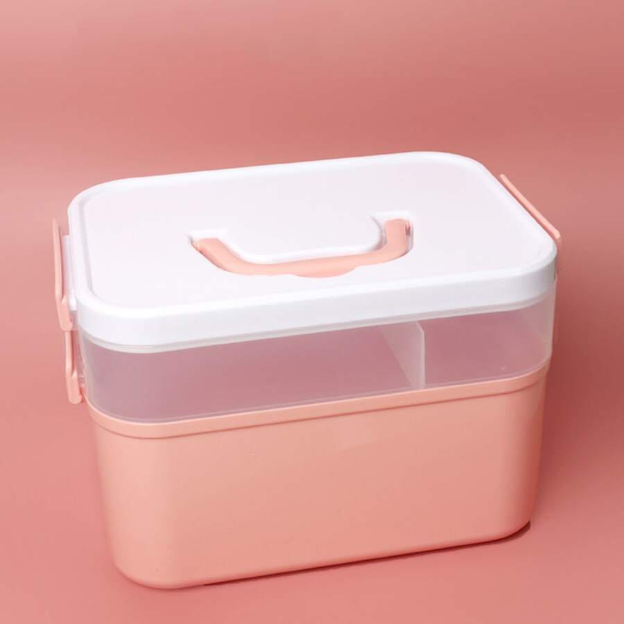 Nail Tool Box With Double-Layered Large Capacity Storage For Nail Polish And Gel, Makeup Tool Organizer,Room,Home,Bedroom,Bathroom,House,Pink Room,Living Room Decor,Travel Stuff,Gift Bag,Gifts For Mom,Dad,Men,Friends,Teacher,Birthday,Wedding,Desk,Shelves,Accessories,Gift Boxes,Funny Gift,Storage