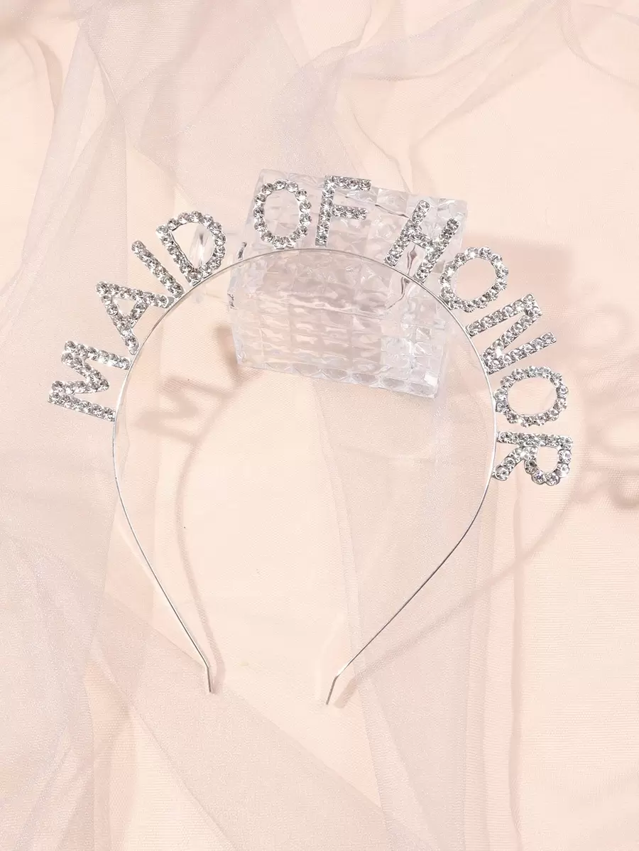 Rhinestone & Alloy Birthday Party Photo Booth Prop Headband For Women, Crown Shaped With Letter Detail