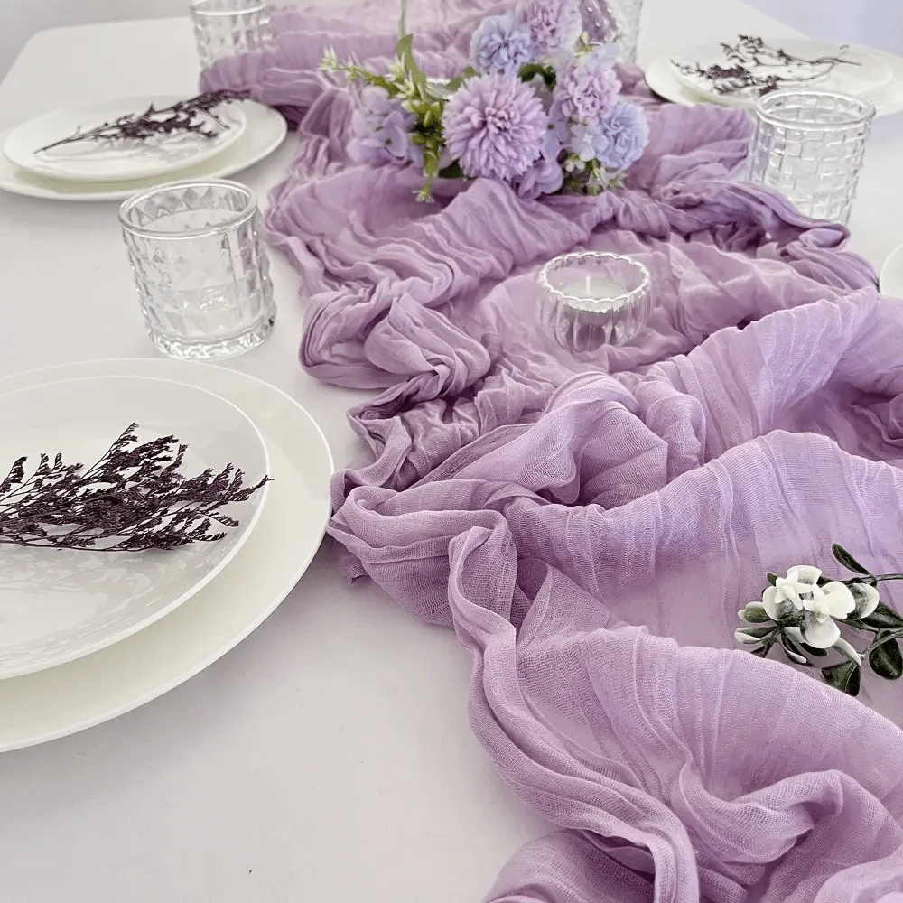 1 pieza Camino de mesa de tela de queso, estilo bohemio, largo corredor de gasa romántico para bodas, recepción, duchas de bebé, fiestas, acción de gracias, cumpleaños, mesa del comedor, vestidor, decoración del hogar, decoración del Día de la Madre