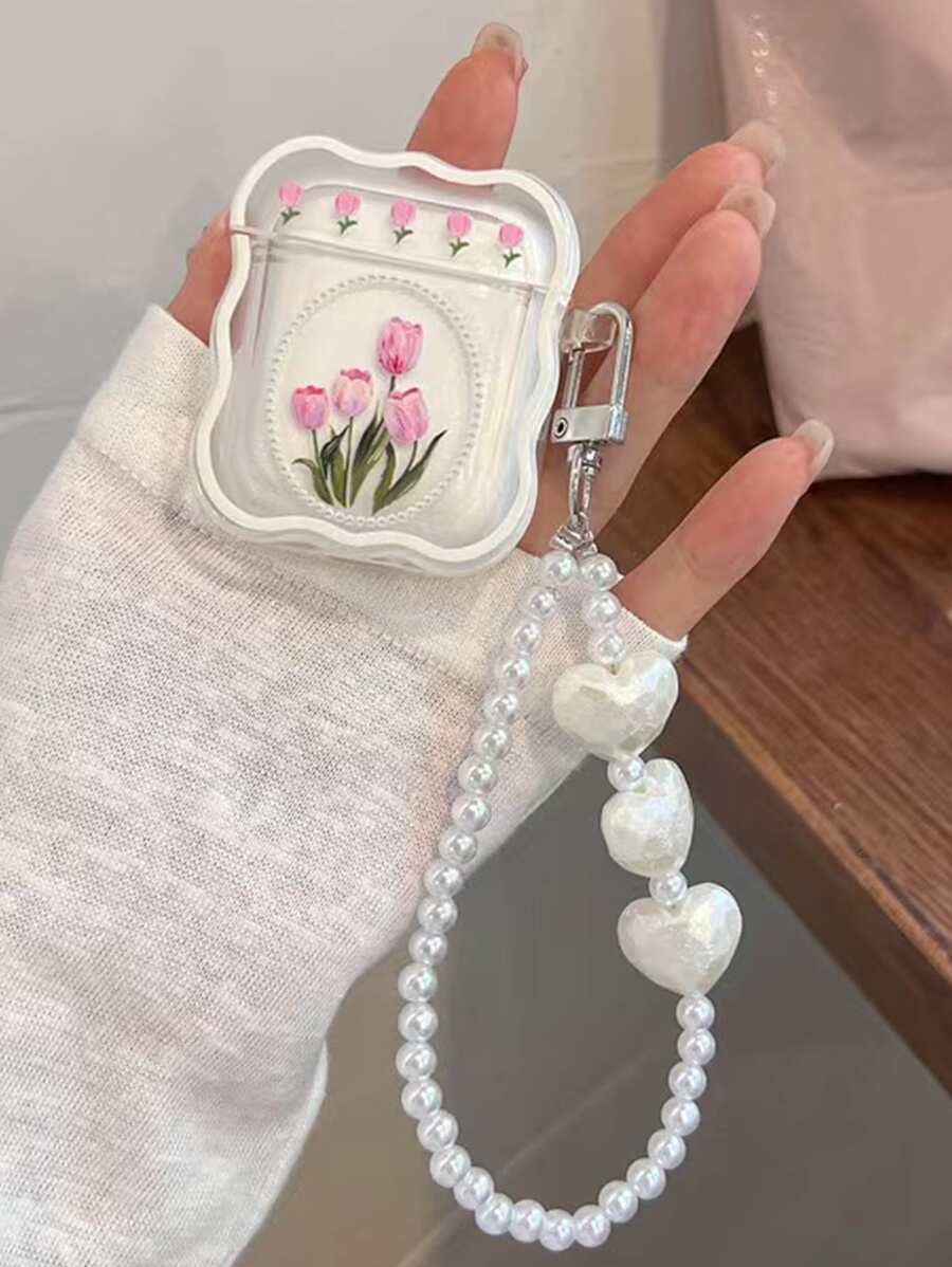 Sommerlicher Apple-Blumen-Muster Klarsichtschutz für mit Schlüsselband, Kawaii-Design