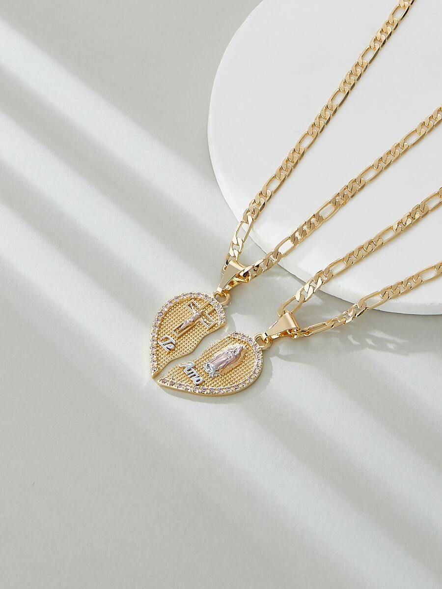 Te Amo Jesus Cross & Virgen Maria Breakable Heart Necklace Valentines,Mom,Mother,Mother's Day,Gift