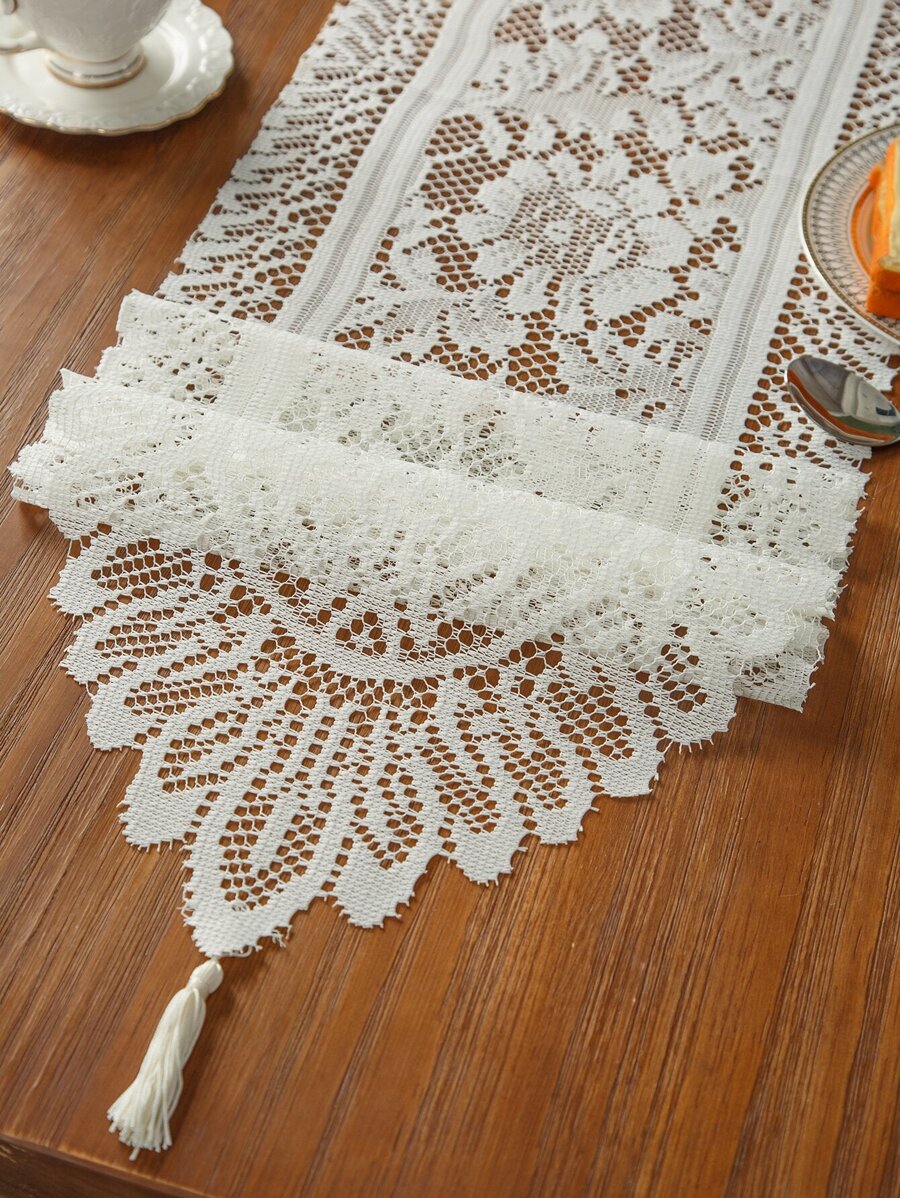 1 pieza floral mesa Bandera vintage americano poliéster fibra cuadrado Tapete de mesa con con encaje , con bordado con de malla de tela , adecuado para casa Decoración como Vajilla mesa , TV Armario , café mesa