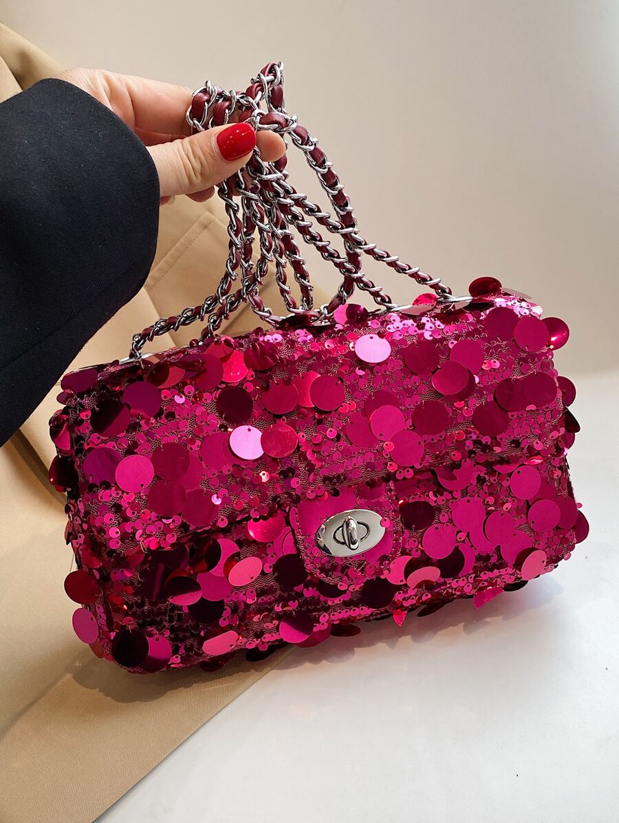 CONTAINEVERY Sac à bandoulière ajustable pailleté petit sac à bandoulière de la Saint-Valentin