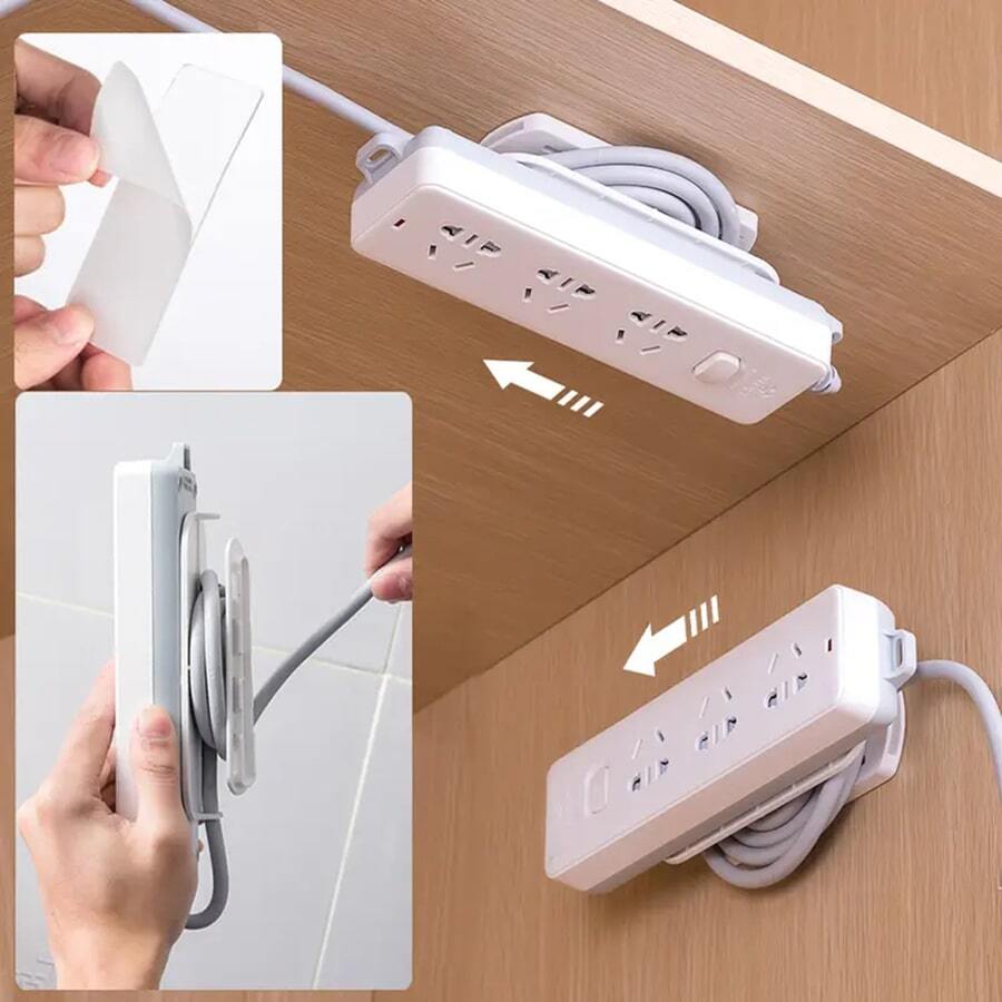 1 pieza Enchufe fijación Dispositivo con Organizador de cables 2 en 1 diseño enchufe Tablero montado en la pared Cable gestión sistema sin perforación
