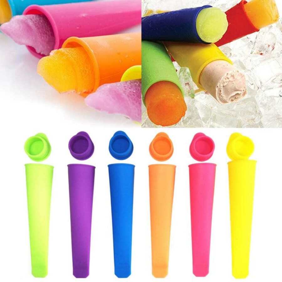 6pcs Diy Silicone Ice Cream Bar Molds, Ice Cream Lolly Makers, Popsicle Molds Back To School
