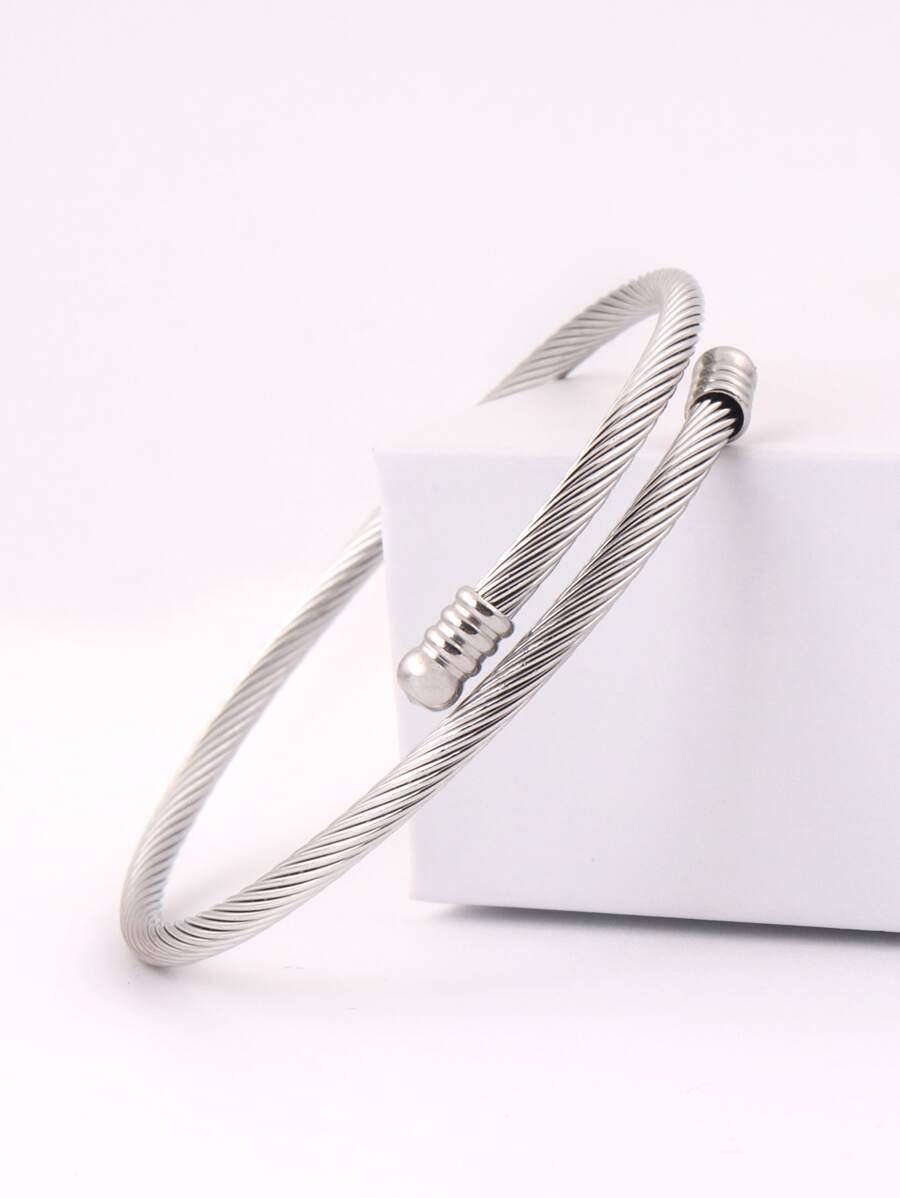 Pulsera trenzada de alambre de acero versátil de moda de 1 pieza con diseño expandible