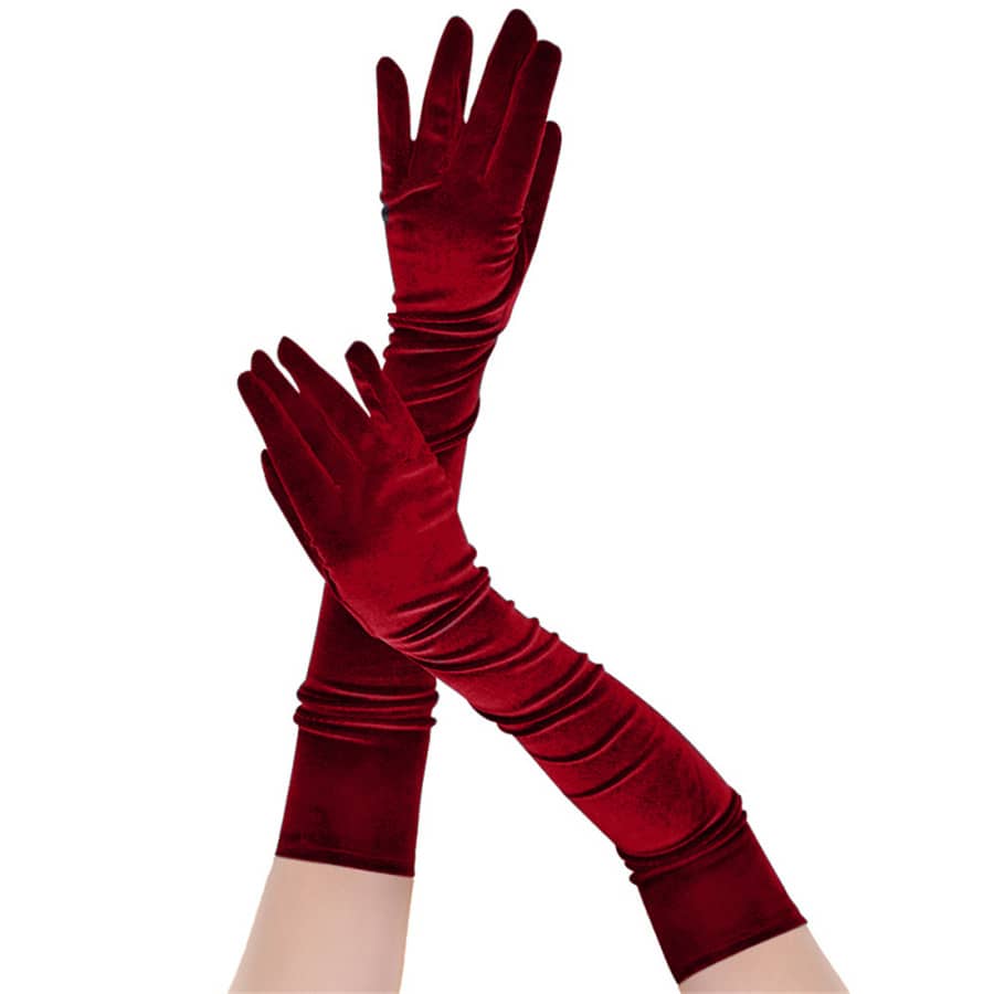 1 paire de gants longs de 53 cm pour femmes élégants pour soirée, Halloween, bourgogne