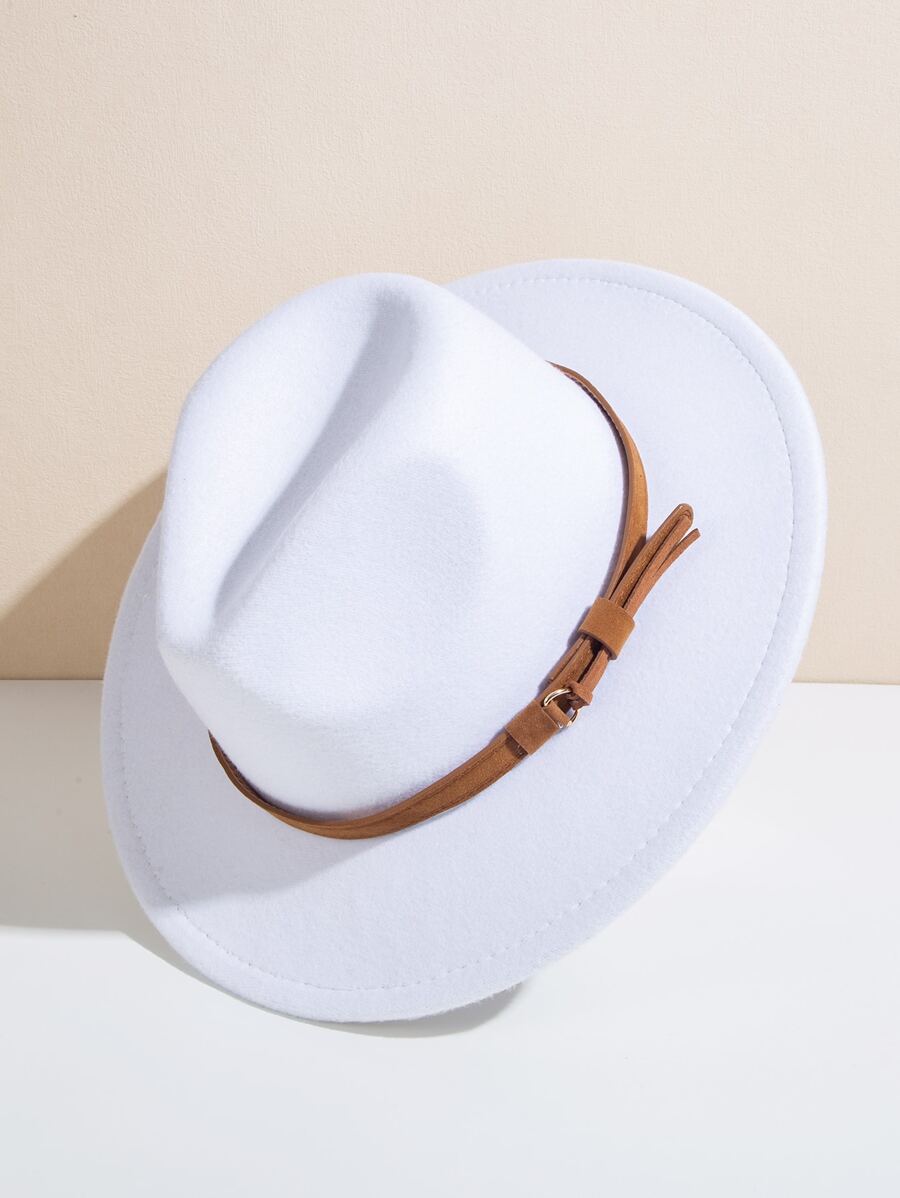 1 Pieza Sombrero De Moda Jazz Con Decoración De Hebilla De Cinturón Casual