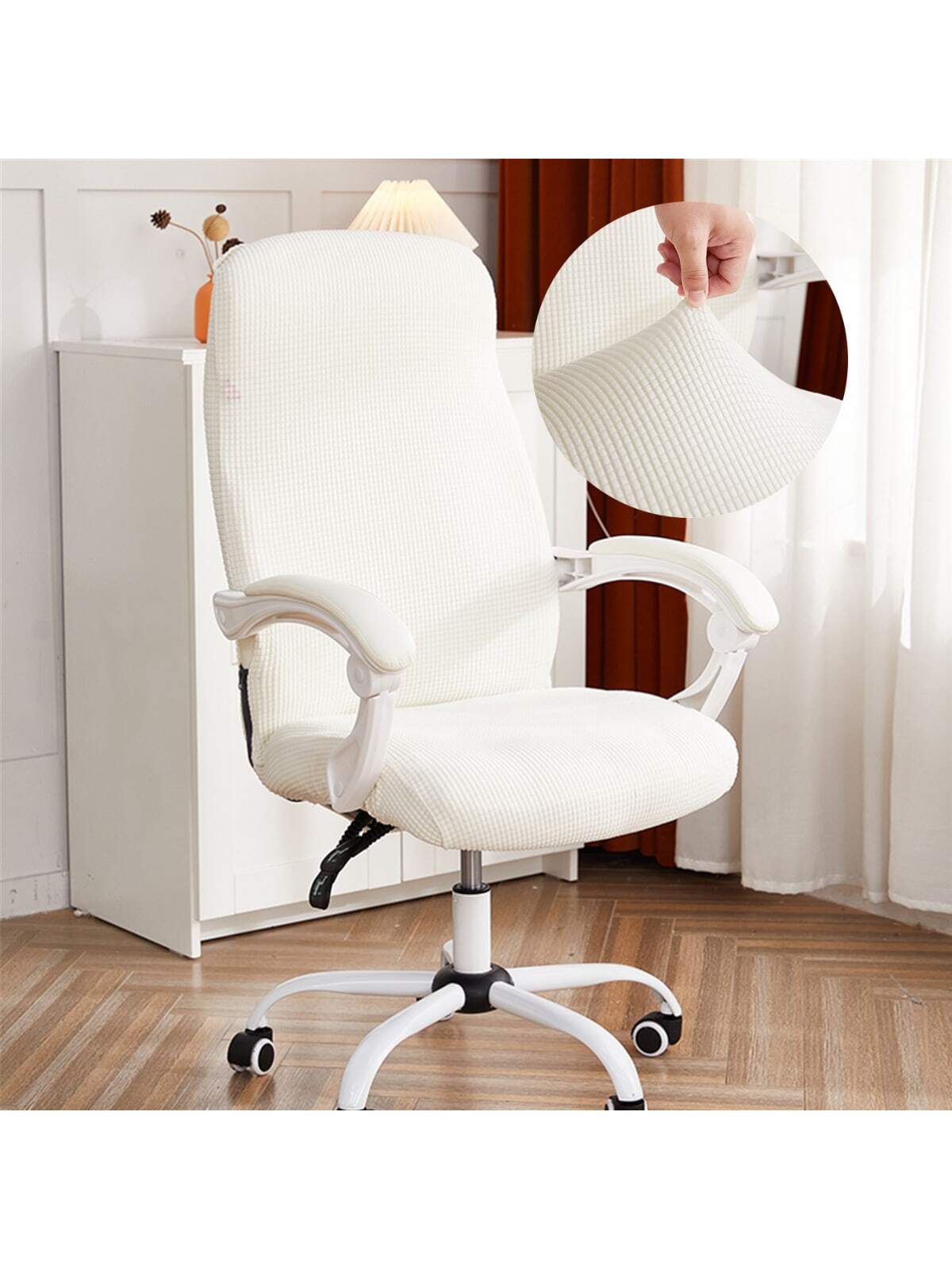 1 Pièce Couverture De Chaise De Bureau En Jacquard Couverture De Chaise D'ordinateur En Polaire Polaire De Couleur Unie, Housse De Chaise De Chambre Élastique Pour Chaise D'étude De Salon De Jeu