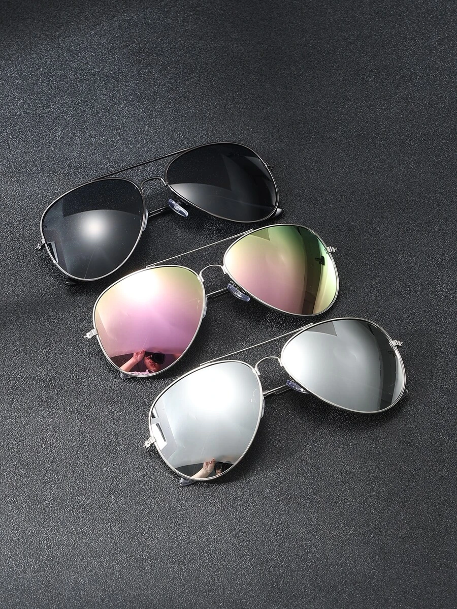 3 pares de gafas de moda con montura de aviador vintage para hombre, como accesorios para la playa, al aire libre, vacaciones de verano y viajes