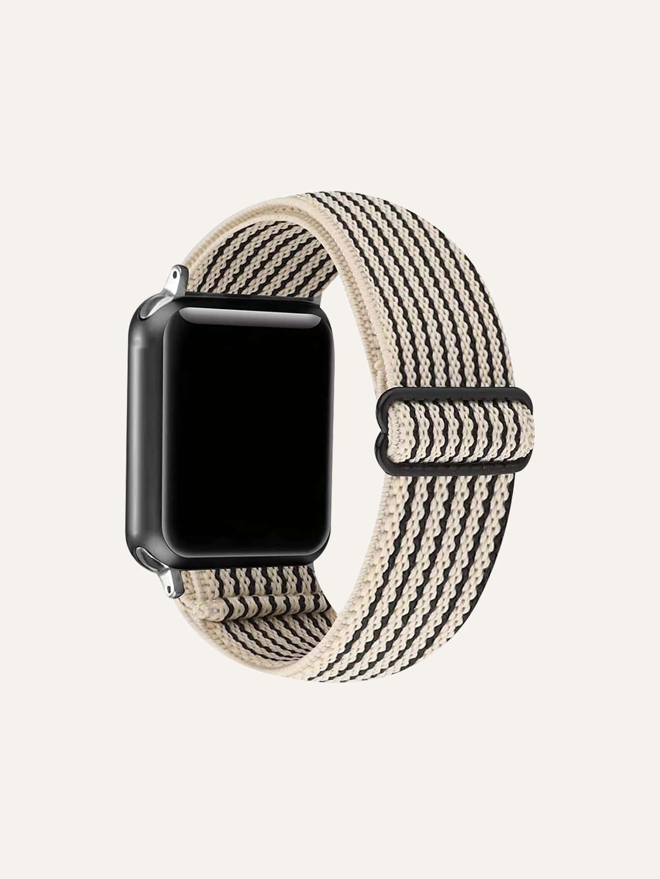 1 pieza Correa de reloj de rayas jacquard elástico de nailon ajustable compatible con Apple Watch 38mm 40 mm 41mm 42mm 44MM 45mm 49mm , compatible con Apple Watch serie 8/7/6/5/4/3/2/1/SE/Ultra