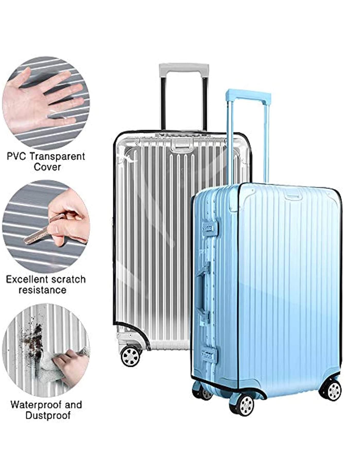 Funda protectora de maleta de plástico transparente de PVC, se ajusta a todos los tamaños de equipaje, esencial para vacaciones, viajes, bolsa de viaje, accesorios de viaje, bolsa para la escuela, accesorios escolares