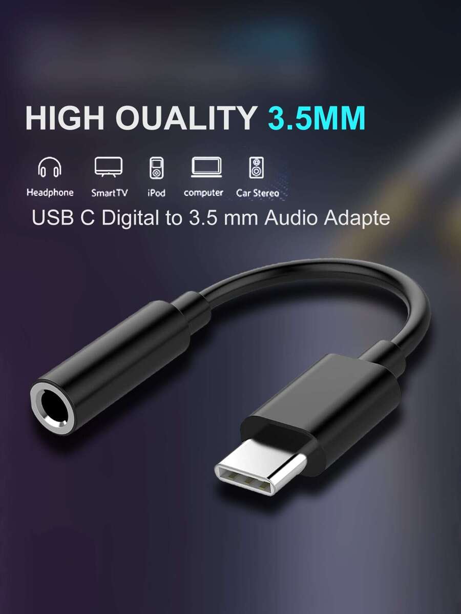 Adaptador de conector de auriculares hembra de 3,5 mm a USB Tipo C, cable auxiliar adaptador de audio USB C compatible, conector macho USB C a conector hembra de 3,5 mm para auriculares que funciona bien con todos los dispositivos tipo C: GalaxyS23 S23+ S23 Ultra, S22 S22+ S22 Ultra, S21 S21+ S21 Ultra, S20 Ultra S20 Z Flip S20+ S10 S9 S8 Plus, Pixel 5 4 3 2 XL, compatible con iPhone 15 Plus iPhone 15 Pro Max, iPad Pro 2020/2018 y talla grande.