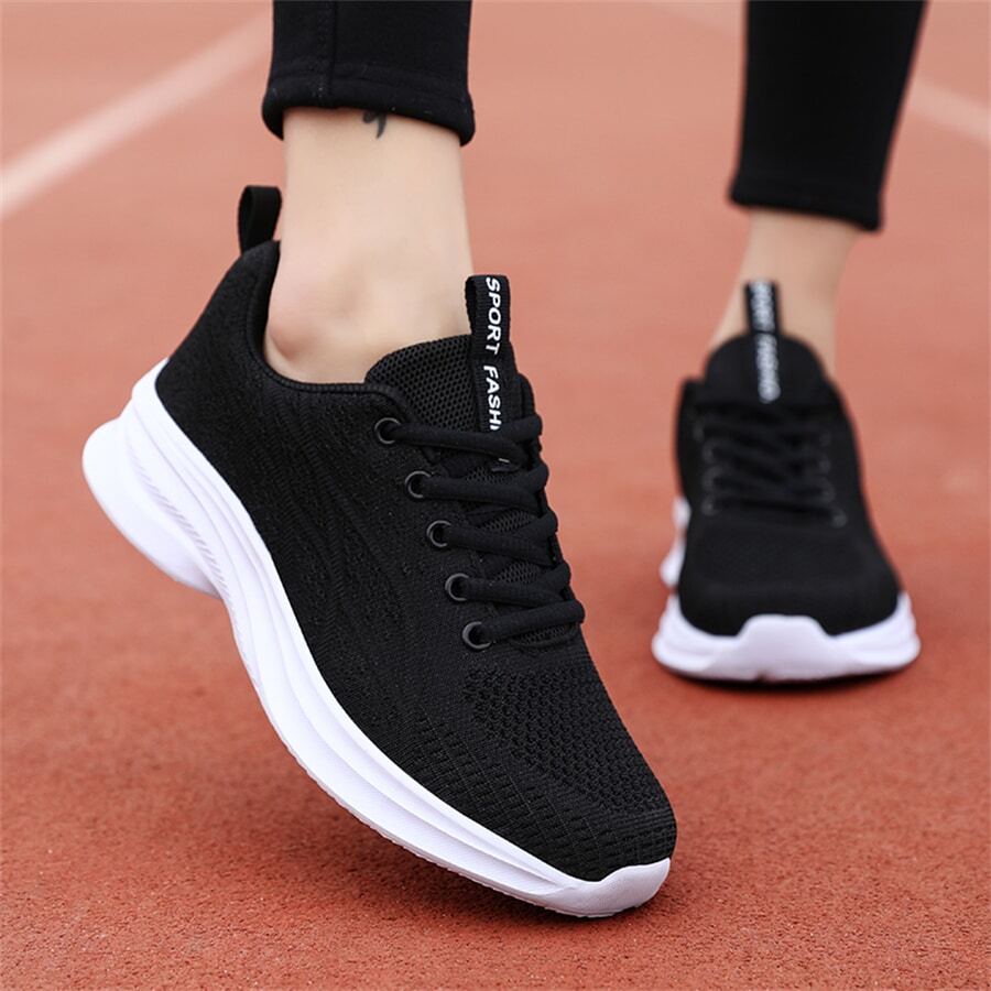 Women's Sports Casual Shoes, Knitting Mesh Breathable Soft Sole Lightweight Fitness Running Shoes, Ladies Travel Shoes, Walking Shoes
