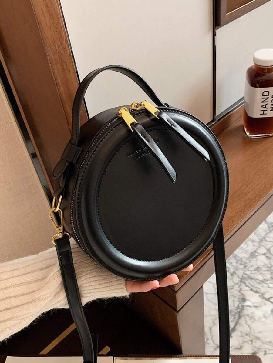 Bolso de mano de diseño redondo para mujer, bolso de hombro de PU vintage de alta calidad, cartera de embrague de moda, bolso bandolera femenino para viajes y uso diario, bolso desmontable para ir al trabajo. Regalo ideal para una amiga.