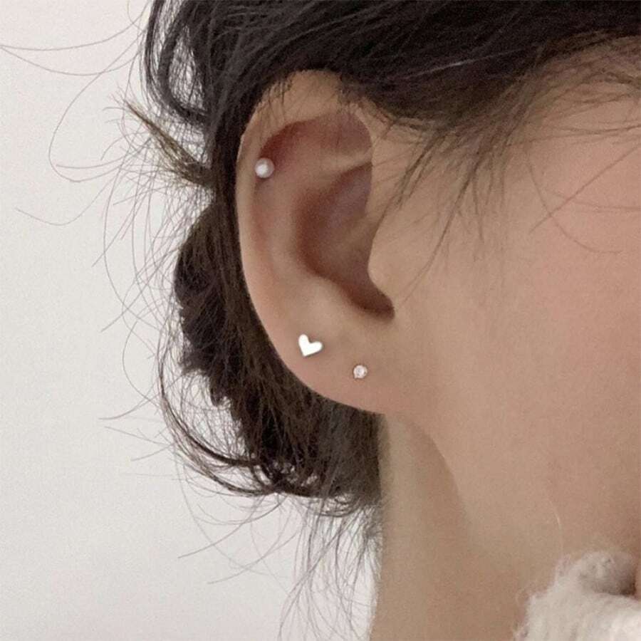 Set de 3 piezas Pendientes con aro con forma de corazón y perla sintética, joyería de oreja exquisita como regalo para San Valentín, mamá, madre, Día de la Madre