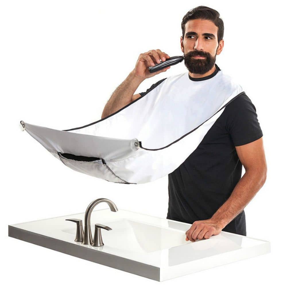 1 Men's Shaving Apron, Beauty Accessories And Father Or Husband Gift, White (Clear Suction Cup)