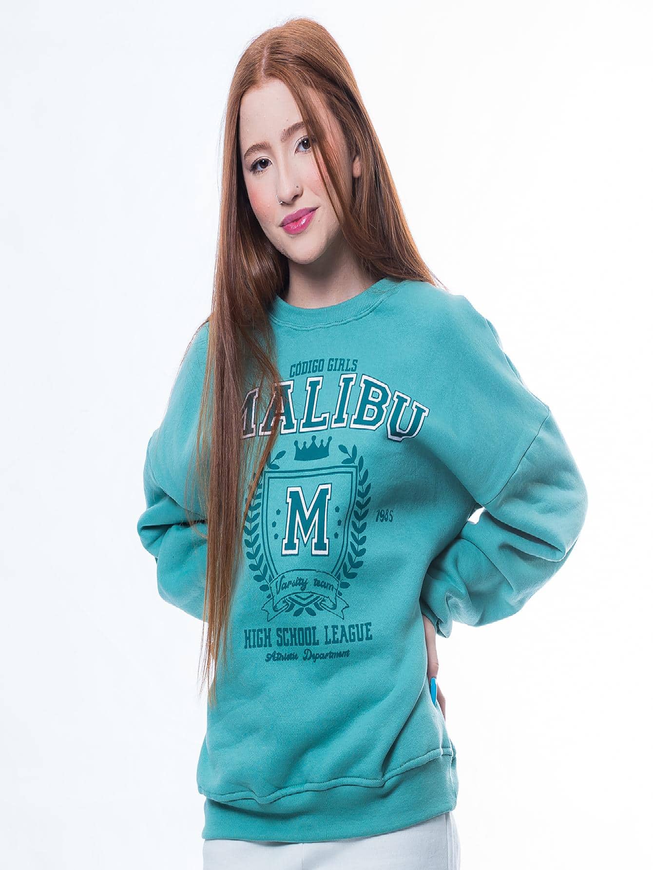 Blusa Moletom Gola Careca Estampa Malibu