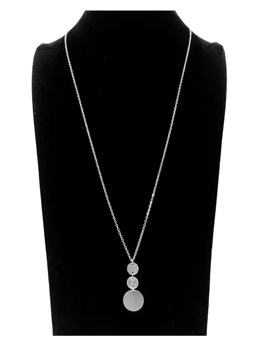 1pc Fashionable Versatile Silver Color Long Necklace Suitable For Daily Wear