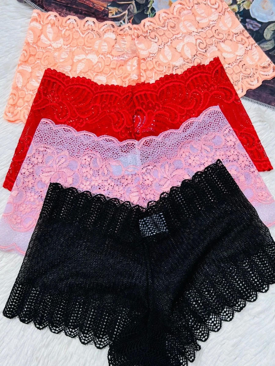Kit c/4 Calcinhas Tanga Caleçon Rendada Confortável