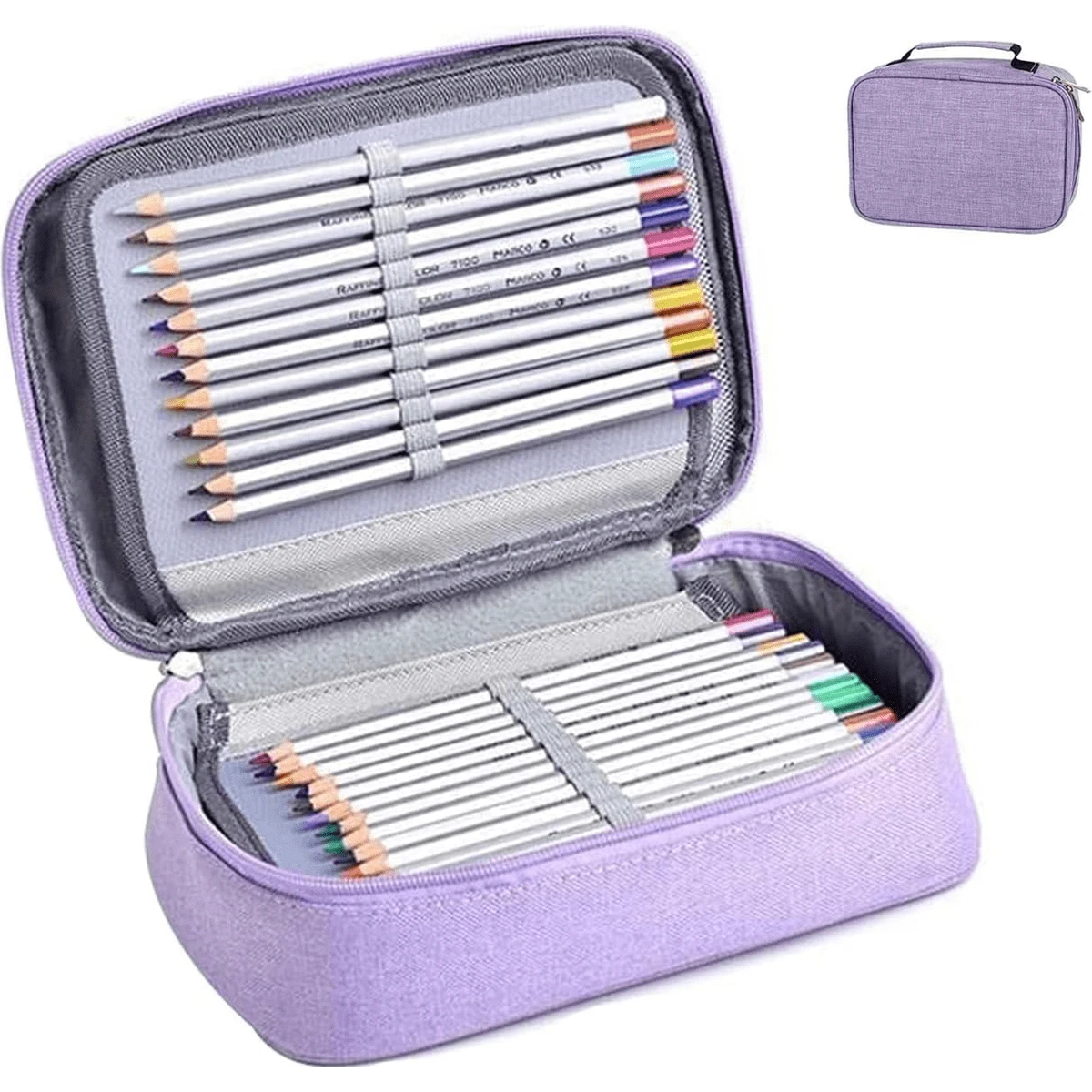1 Estuche de lápices con cremallera de alta capacidad, bolsa de lápices de gran capacidad, organizador de 72 ranuras para bolígrafos, bolsa de lápices portátil desmontable, bolsa de almacenamiento y organización de lápices para múltiples usos, organizador de lápices para la escuela, regreso a la escuela, útiles escolares