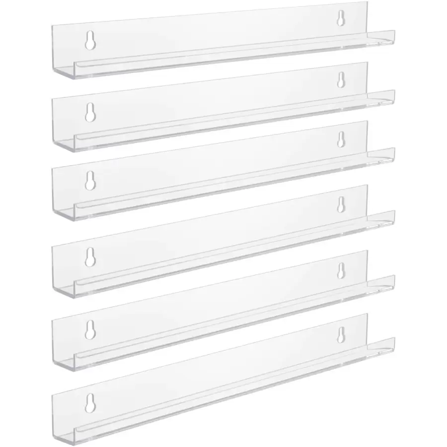 6 piezas Estante de acrílico transparente para exhibir y almacenar esmaltes de uñas, montado en la pared, estante de maquillaje, decoración del hogar de otoño, decoración de habitación