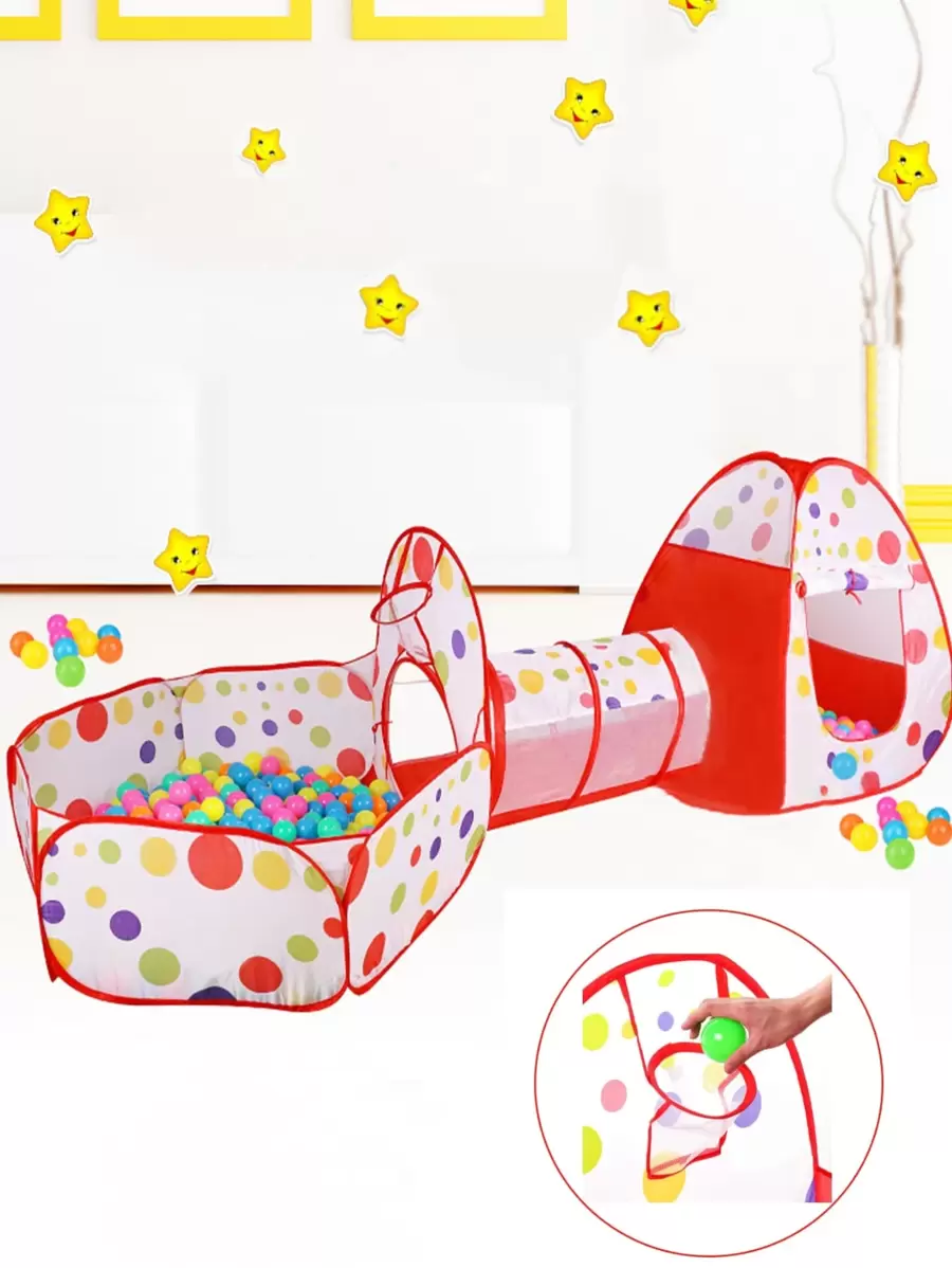 1pc 3-In-1 Tent, Game House, Ocean Ball Pool Tunnel, Suitable For Indoor/Outdoor/Beach Use (Balls Not Included)