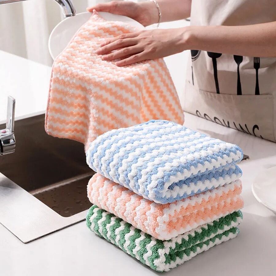 5/10/20Pcs/Set Color Random Micro Fiber Cleaning Cloth Rags Water Absorption Non-Stick Oil Washing Kitchen Towel Household Tools Cleaning Wiping Tools,Garden Tools