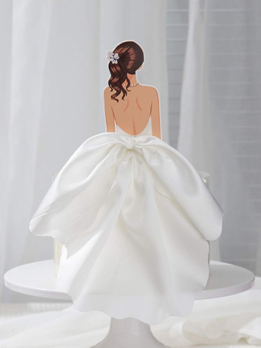 1pc Goddess Silhouette Soft Tulle Skirt Birthday Cake Topper Decoration Insert Card,Christmas