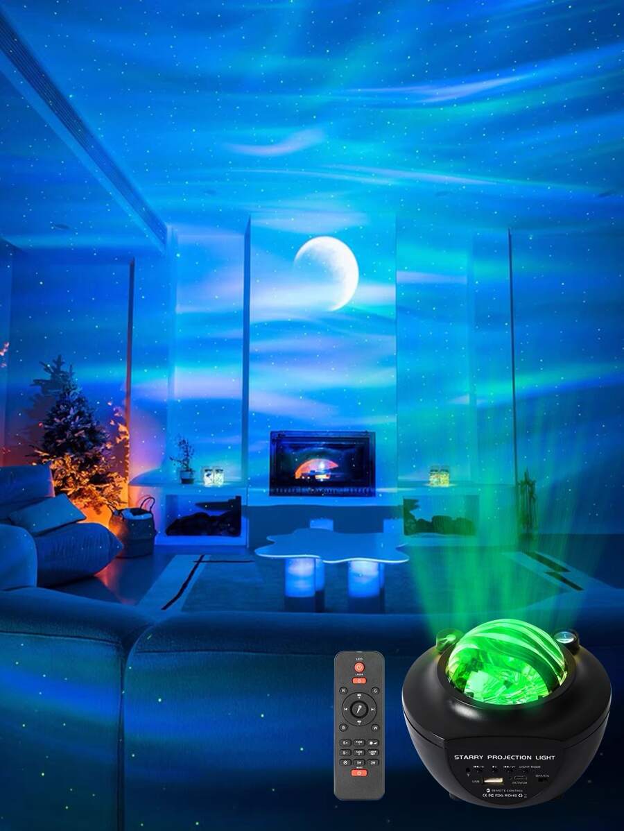 1pc Star Projector Galaxy Projector With Nebula Cloud Moving Ocean Wave, Night Light Projector With Remote Control For Bedroom Living Room Home Theater Ceiling Party