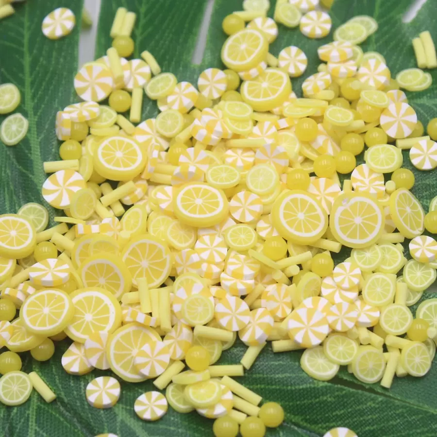 20g Simulação De Massa De Limão De Polímero Fatiado, Cubos De Açúcar Amarelo, Missangas De Caramelo Misturadas Para Preenchimento De Joias Diy