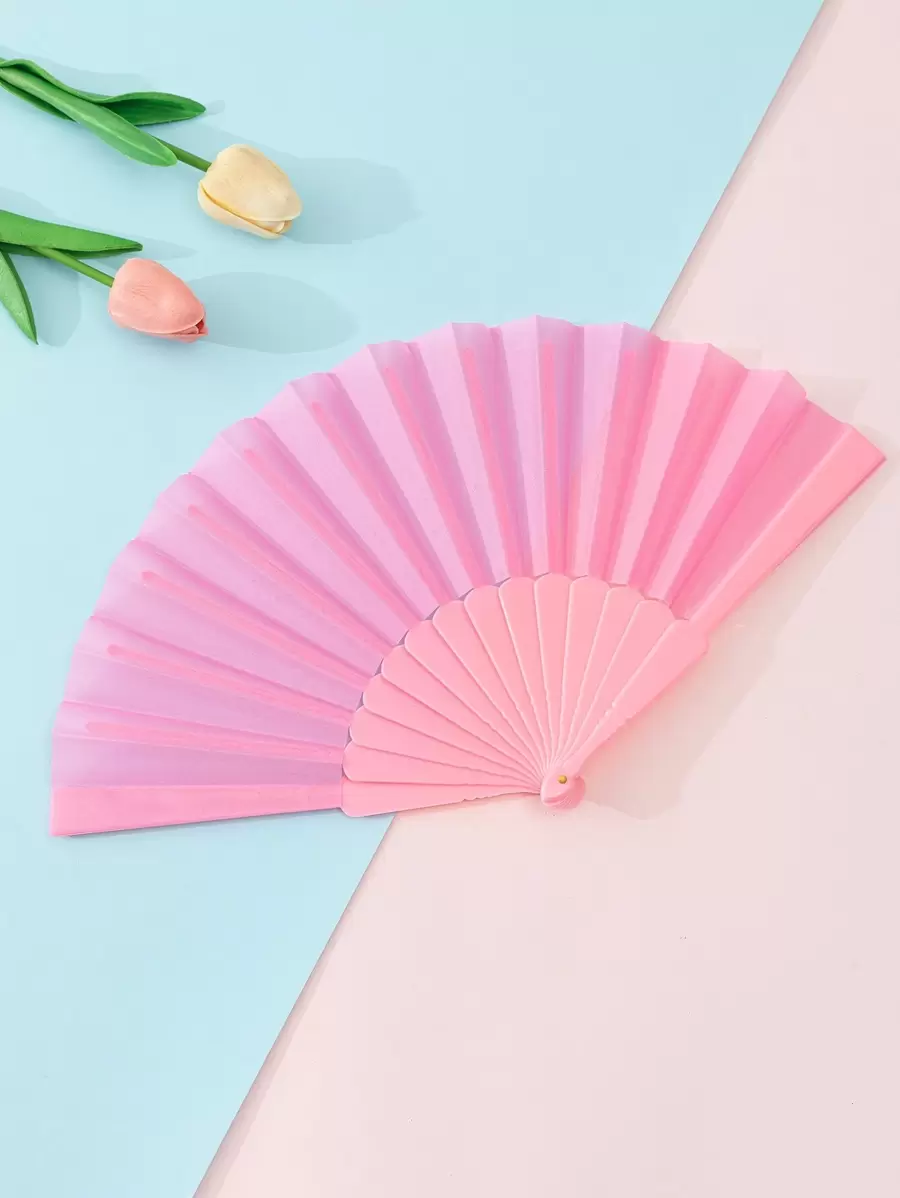 1 pieza Abanico de seda plano de 22 cm de damas con varillas de plástico, adecuado para fiestas personalizadas, Día de San Valentín informal