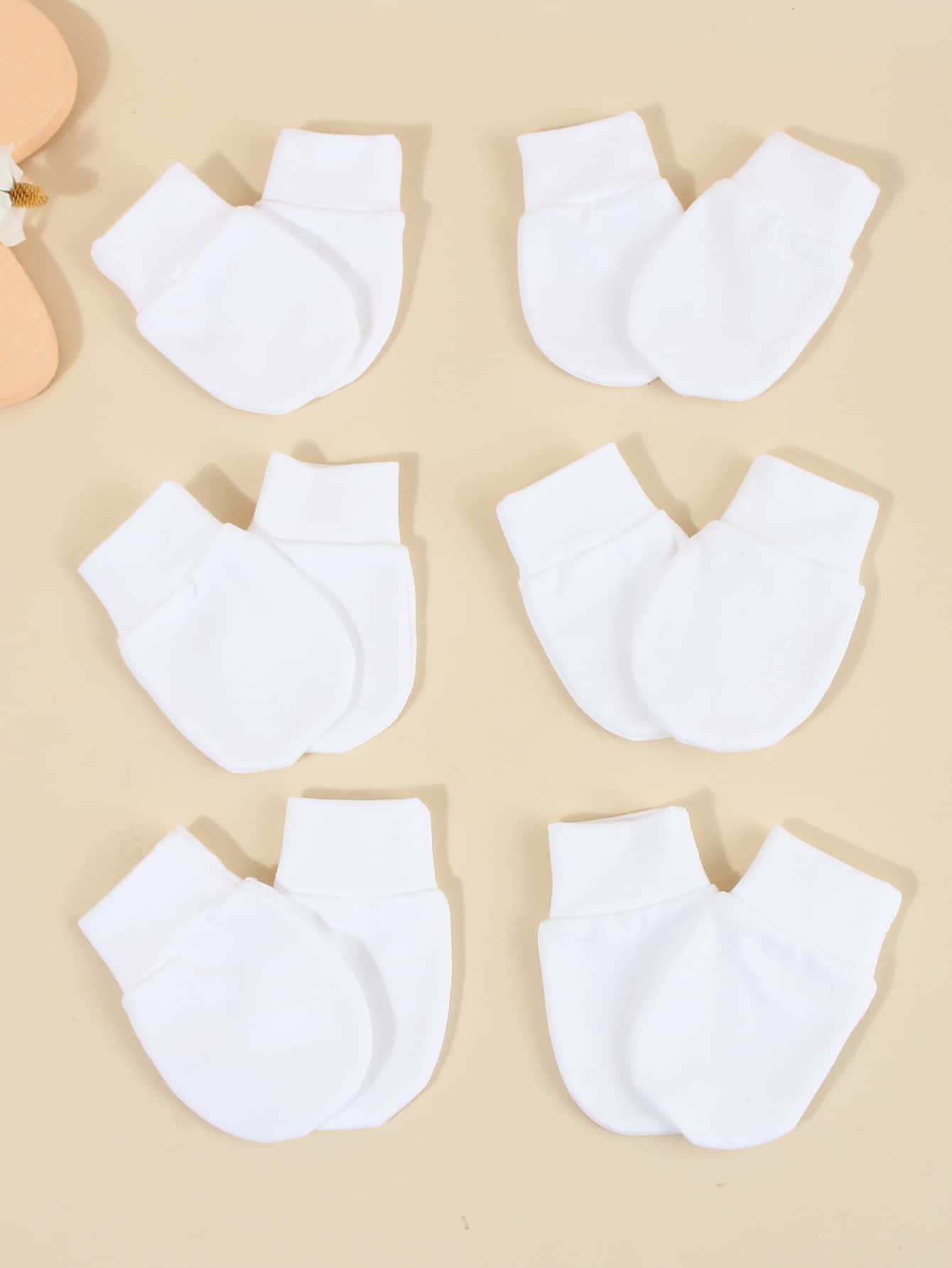 Juego de 6 pares de manoplas de unicolor anti-arañazos para bebés recién nacidos, suaves y lindos para uso diario y días festivos