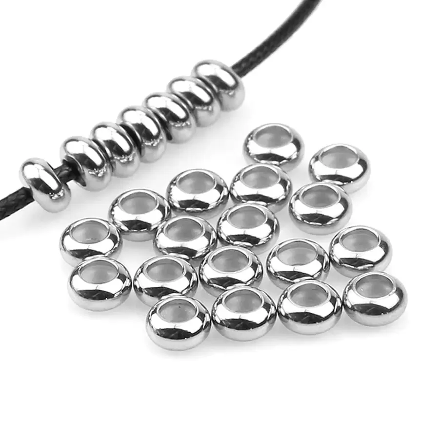 10 piezas de 6/8/10mm cuentas espaciadoras sueltas de silicona de acero inoxidable para pulseras, collares y suministros de joyería DIY