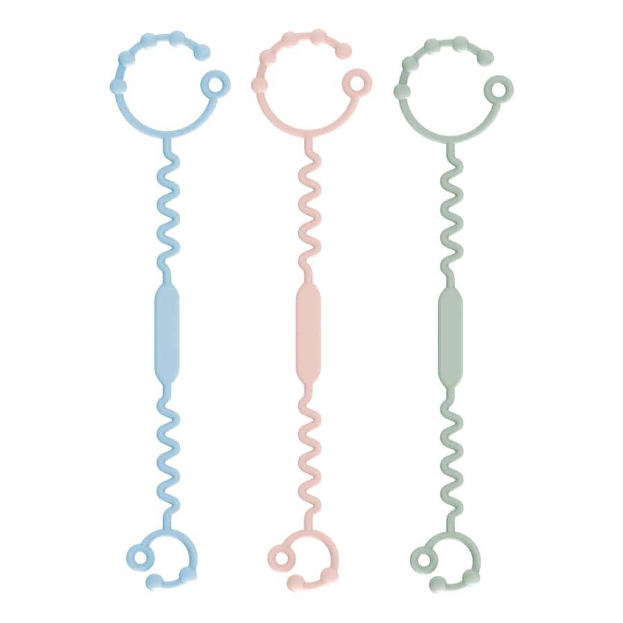 3 Stücke/Set Silikonspielzeug Leine Sicherheitsriemen, Kinderwagenkette für Säuglinge, Hochstuhl, Autositz, Babyfütterungstablett, geeignet für Babys und Mädchen