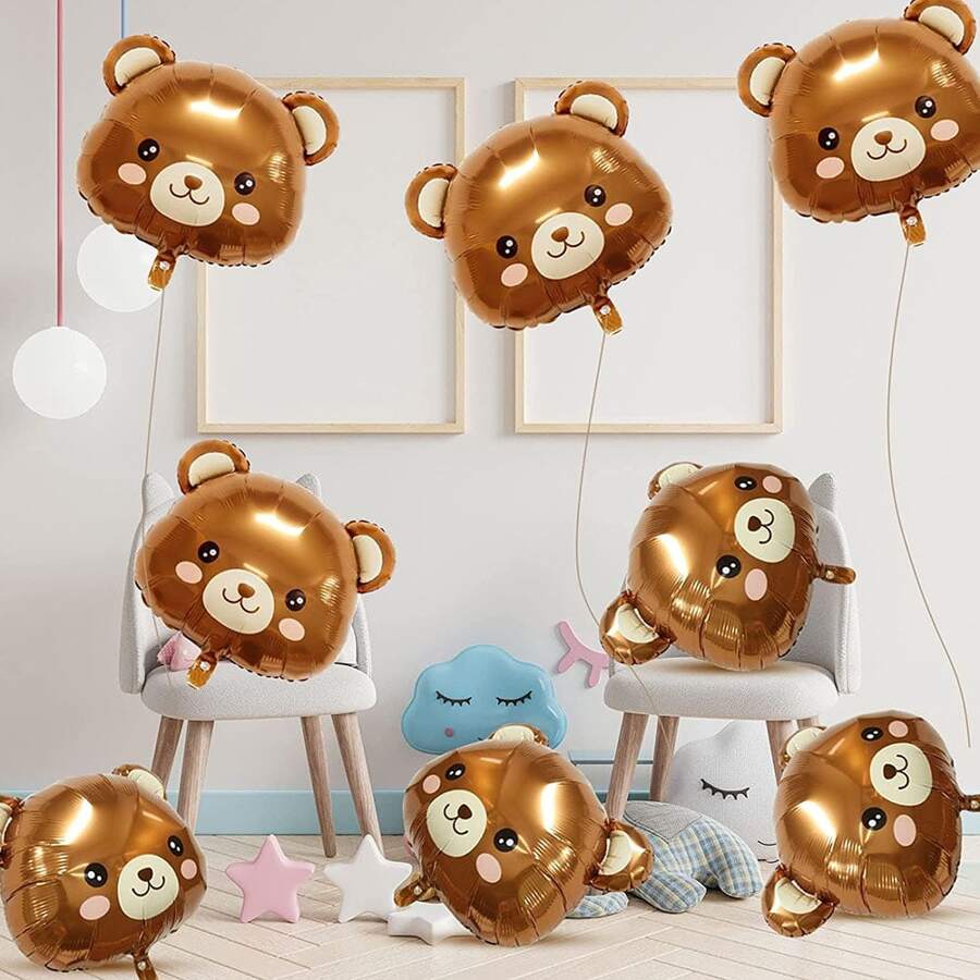 8 pièces de ballons en forme d'ours pour la décoration de baby shower, remplis d'hélium, de couleur marron, convenant pour les fêtes à thème jungle, forêt, ferme ou chasse, Noël