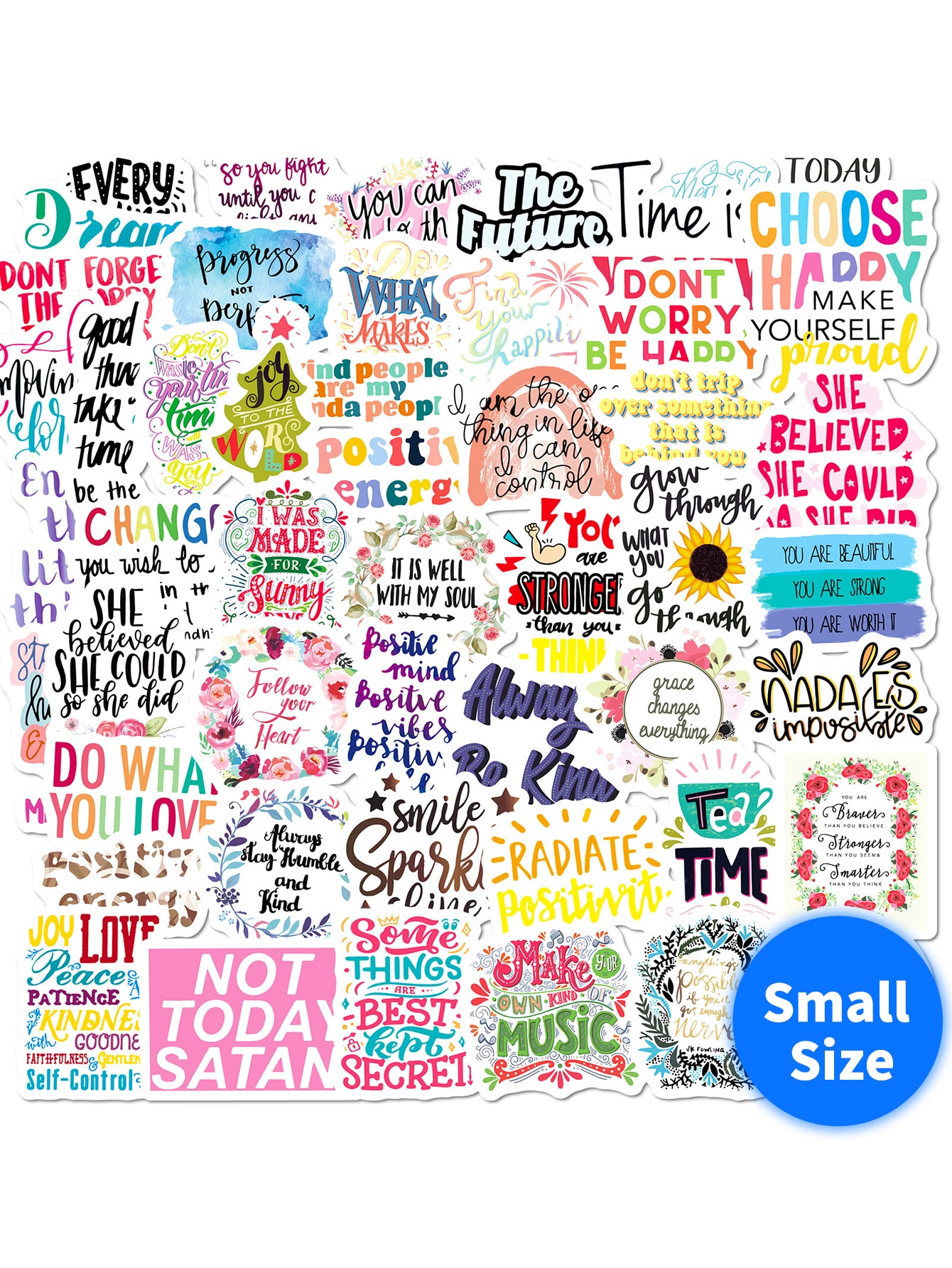 50Pcs Inspirational Words Stickers, Motivational Waterproof Vinyl