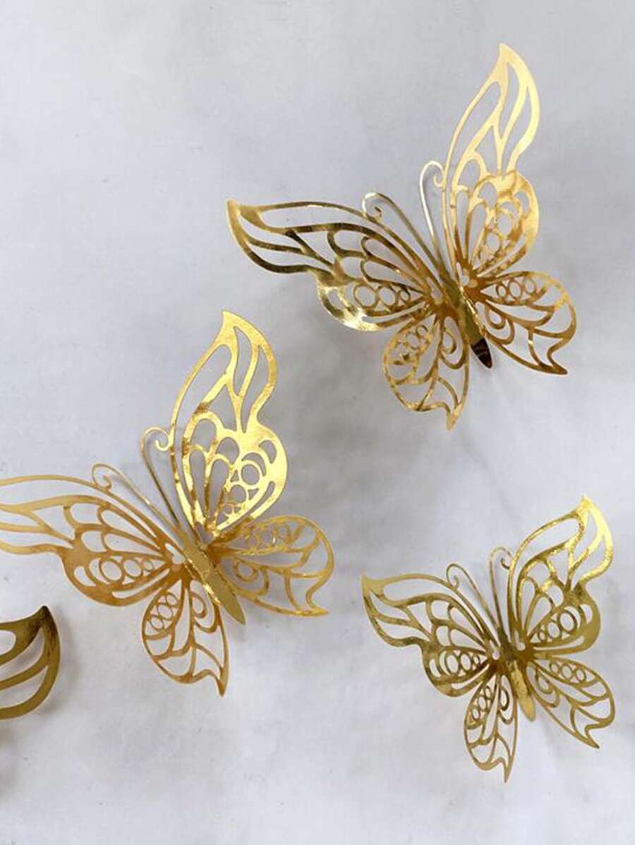 48Pcs Gold Butterfly Decorations 3D Butterfly Wall Decor, Butterfly Party Decorations, Birthday Decorations, Butterflies For Crafts, Cake Decorating, Wall Stickers Room Decor For Baby Shower Girls Kids, Back To School Valentine Day