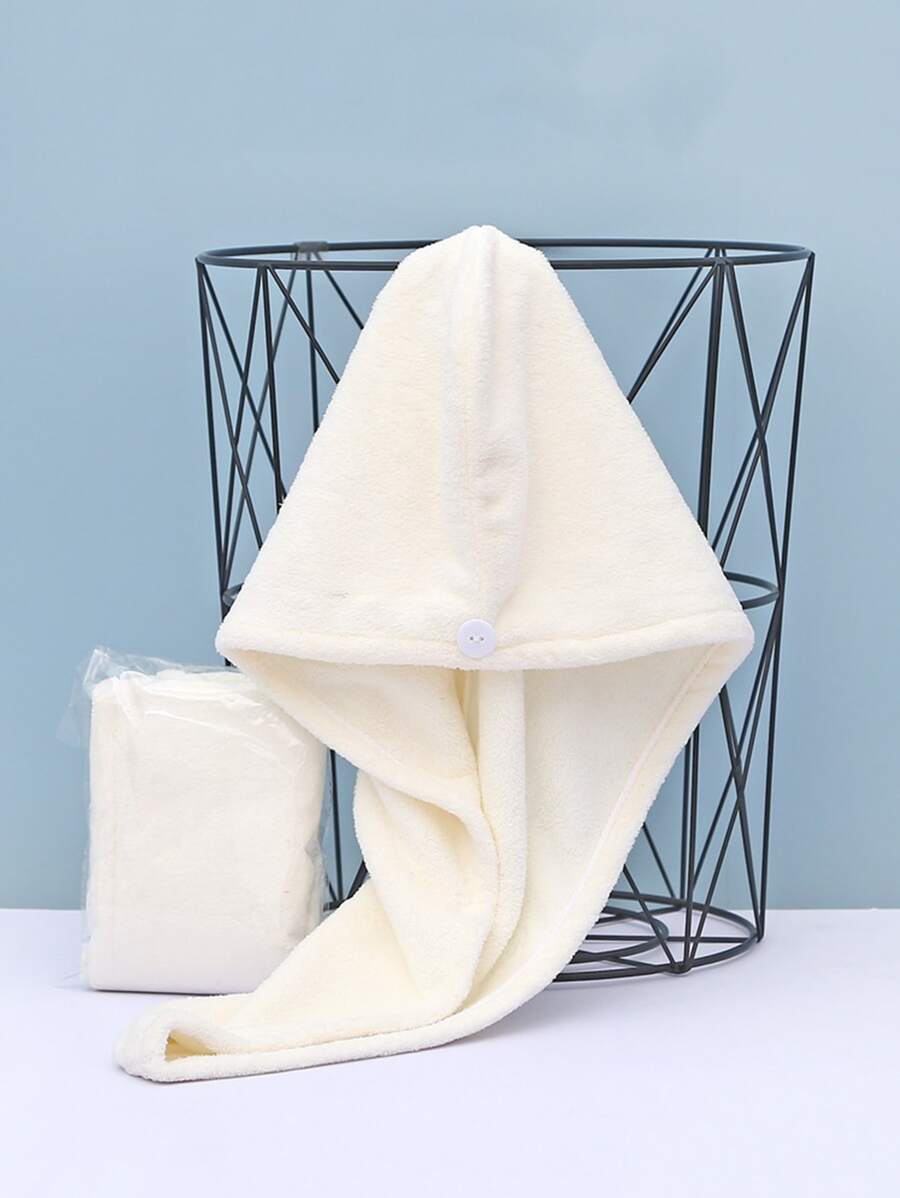 1pc Solid Color Simple Style Bathroom Hair Drying Cap For Girls Home Bathroom Decor Back To SchoolHair Bonnet