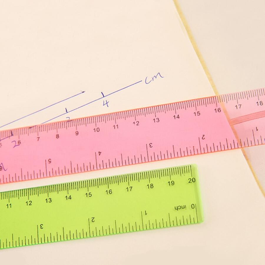 Creative Drawing Tool 20cm Colorful Plastic Ruler With Cute Transparent Design, 1 Piece For Primary School Students Back To School