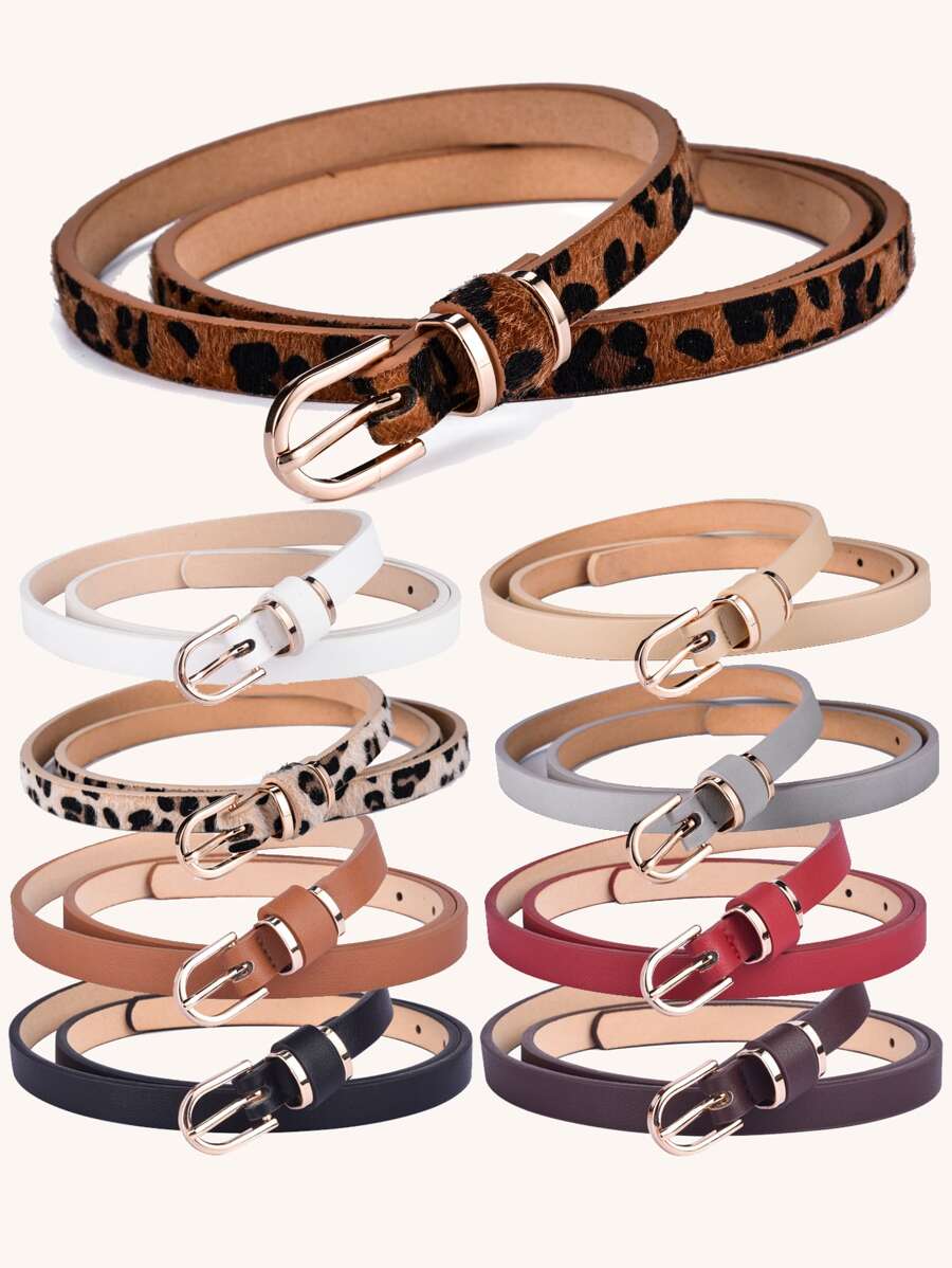 Leopard Pattern Oval Buckle Belt