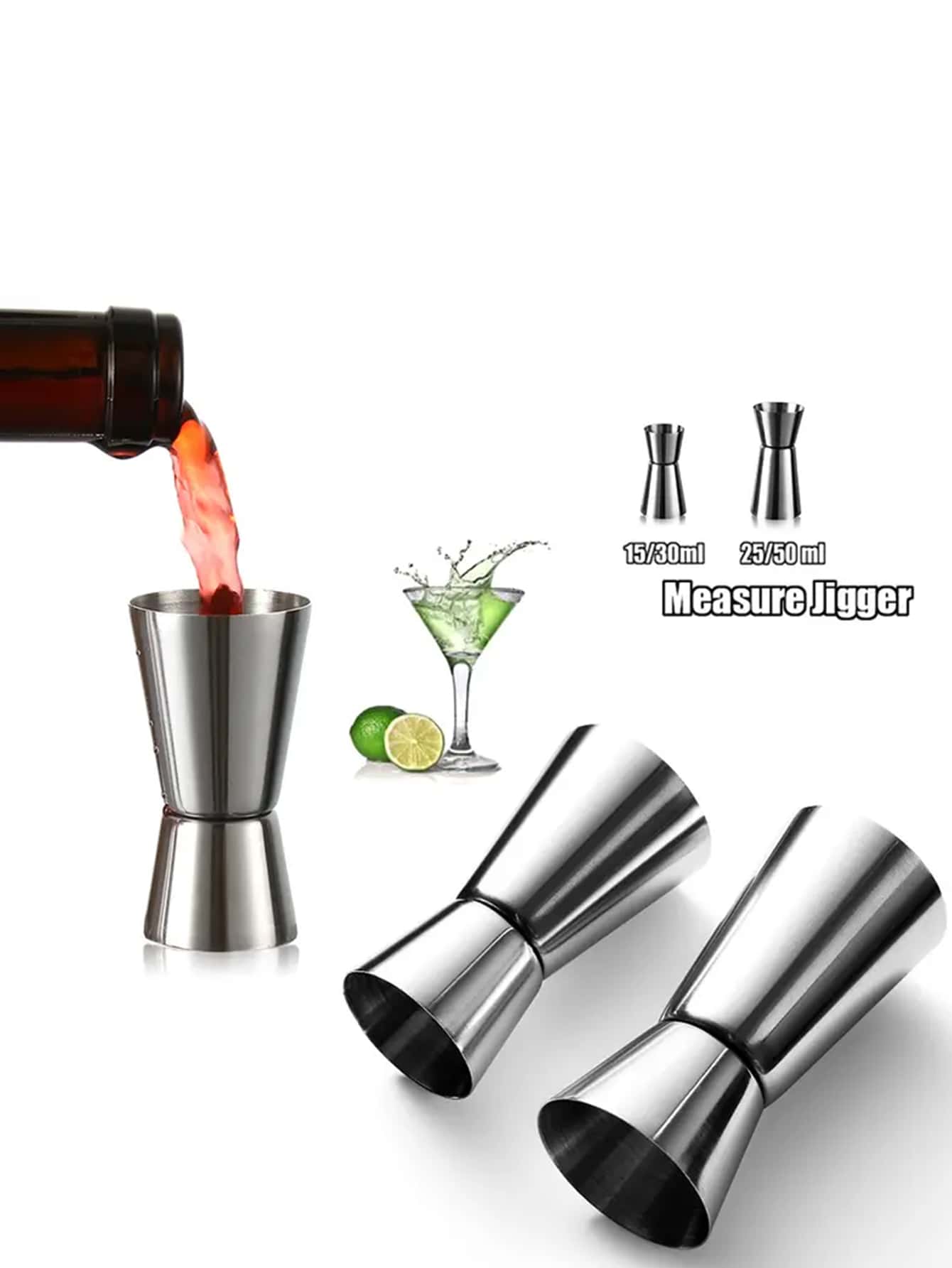 1 pièce Épais En Acier Inoxydable Jigger , Double Extrémité Tasse À Mesurer , Tasse D'once Pour Barre Utiliser