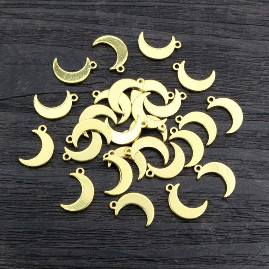 10 piezas de 12x8mm Colgantes con forma de luna de color dorado de acero inoxidable para hacer collares DIY, accesorios para fabricación de joyería